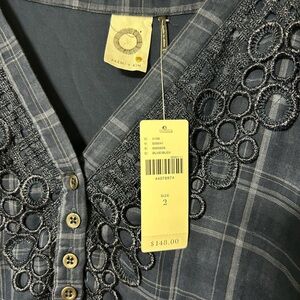 Akemi + Kin Blue Plaid Blouse